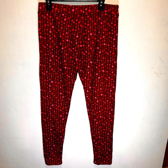Serra Ladies Fleece Lined Heart Print Leggings - Picture 1 of 4